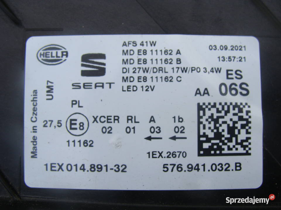 SEAT ATECA LIFT LAMPA PRZEDNIA PRAWA FULL LED Motoryzacja Goleniów