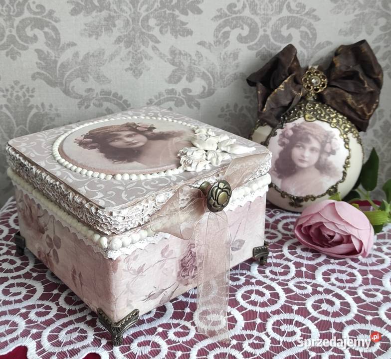 Szkatułka i medalion Rękodzieło decoupage Stalowa Wola