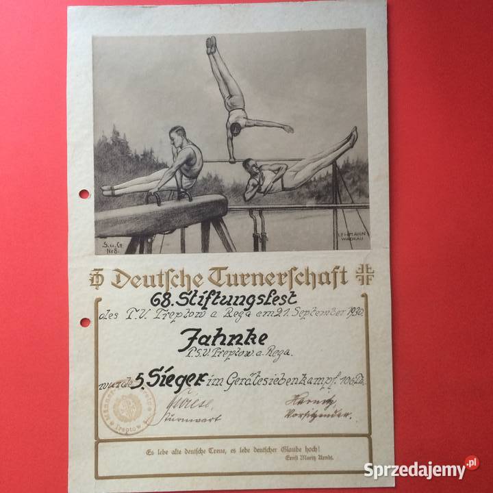 1847 Niemiecki Dyplom Sportowy 4 Trzebiatów Szczecin