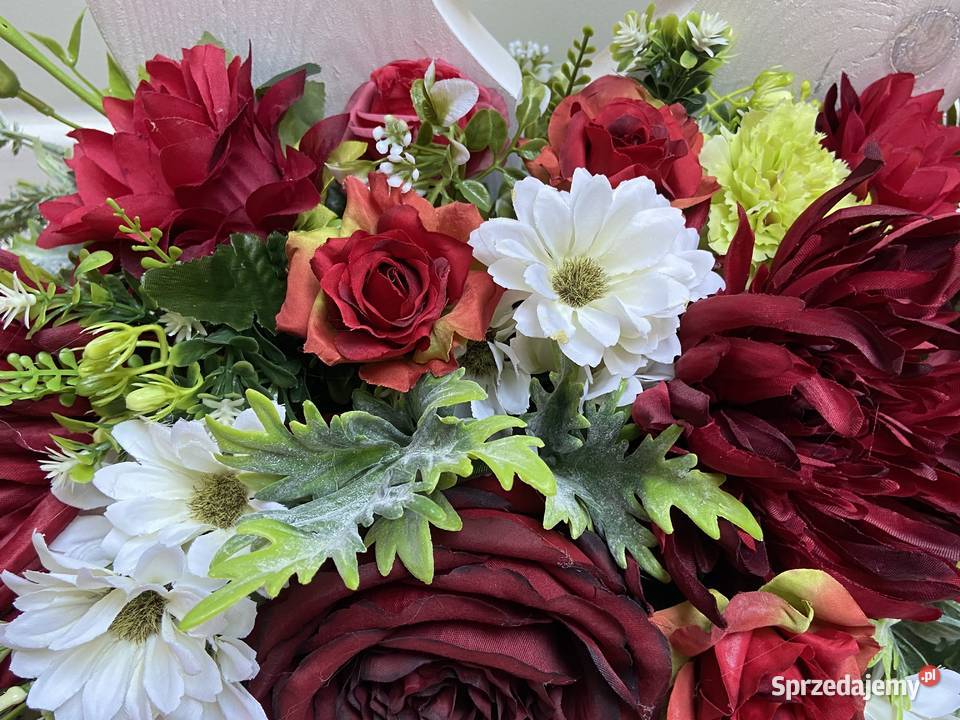 Kompozycja kwiaty sztuczne cmentarz stroik grób Kalisz