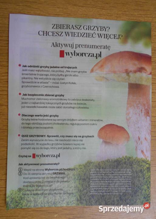 Atlas grzybów 2 części Gazeta Wyborcza Rok wydania 2021 Pozostałe Parczew