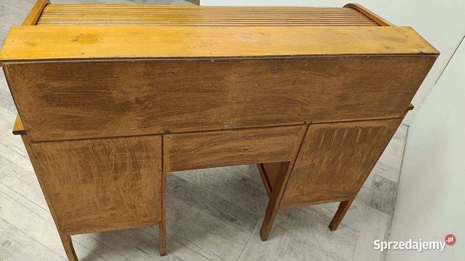 biurko drewniane z roletą dwustronne vintage Radomsko