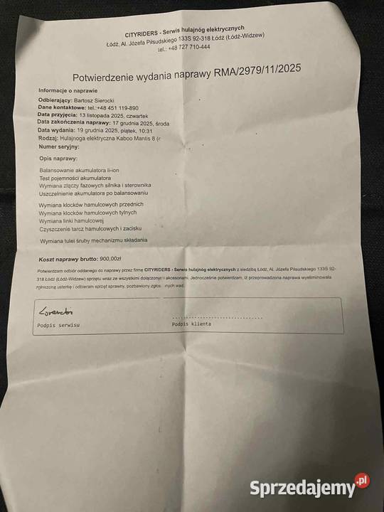 Hulajnoga elektryczna kaabo mantis 8 Zgierz