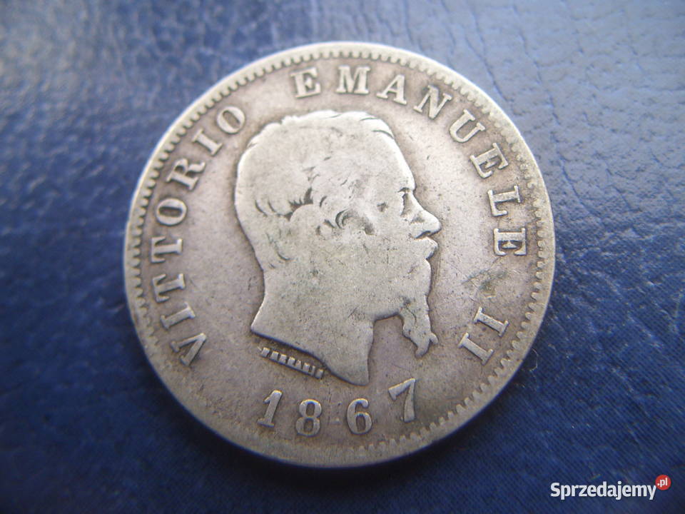 Stare monety 1 lir 1867 Włochy srebro podkarpackie