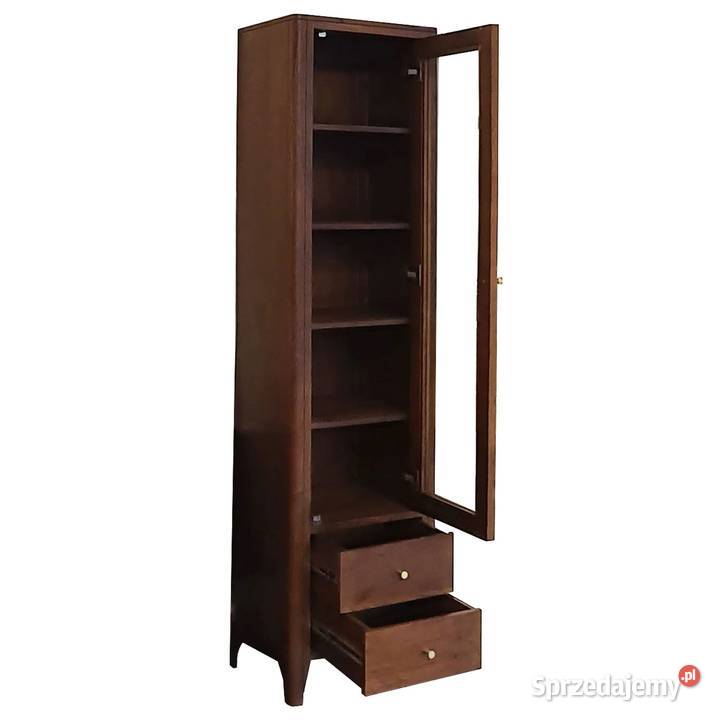 Wąska witryna drewniana 50 MILANO z szufladami z