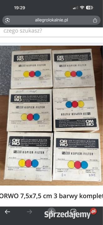 Filtry ORWO 75x75 3 barwy komplet Łańcut