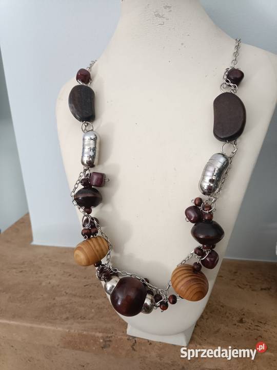 Brązowe naszyjnik korale drewno podlaskie Białystok