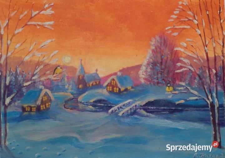 Obraz widoczek zimowy Antyki, Sztuka, Kolekcje Bochnia sprzedam