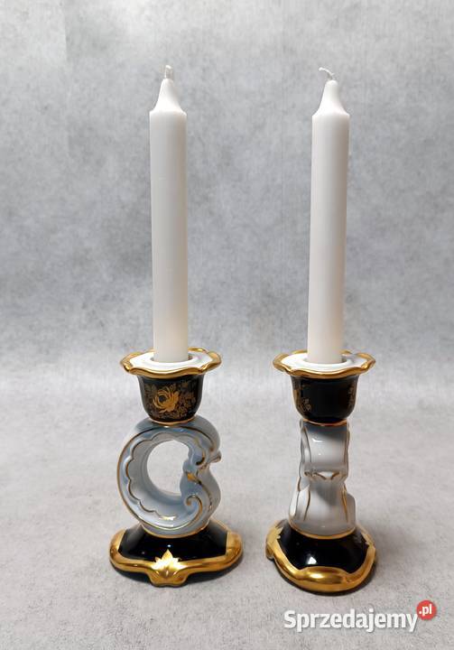 WEIMAR Blankenhain Para świeczników Świeczniki Porcelana i szkło