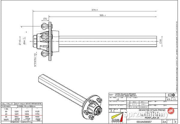Półoś niehamowna S50JA500057 Kamionna
