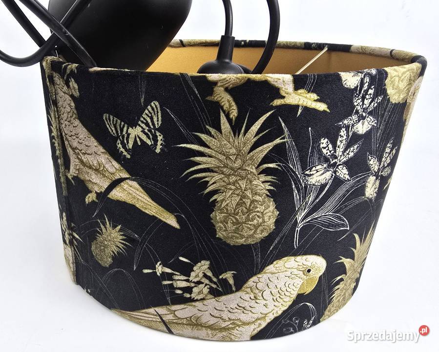 Glamour abażur cylinder ciemno zielony welur Bronisze