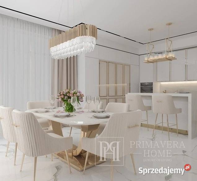 Krzesło glamour beżowe złote tapicerowane 65cm Warszawa