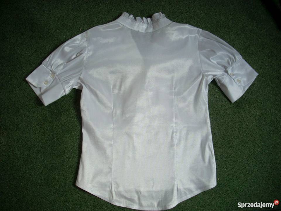 Biała Elegancka Koszula falbanki 36 38 Idealna krótki