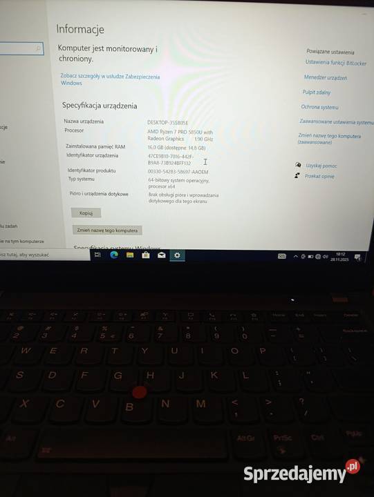 Lenovo ThinkPad T14 G2 Ryzen 7 PRO 16 GB RAM 512 Lublin sprzedam