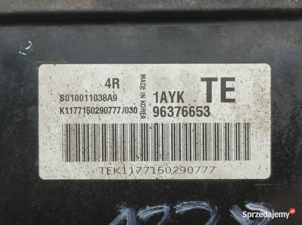STEROWNIK SILNIKA 96376653 12 B 72 Chevrolet Sterowniki