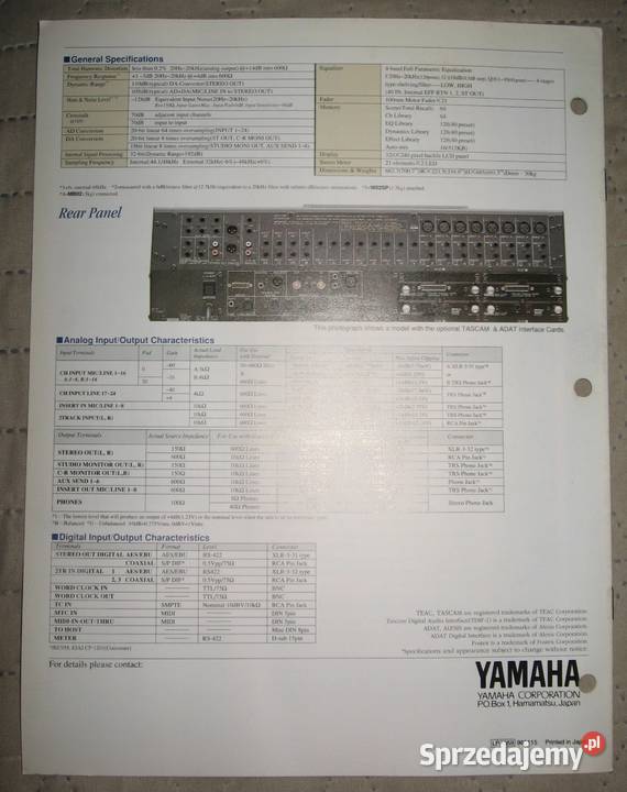 Yamaha Digital Recording Console O2R brochure Kępice sprzedam