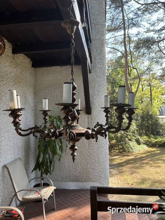 Żyrandol Mosiężnoporcelanowy 8 żarówek mazowieckie