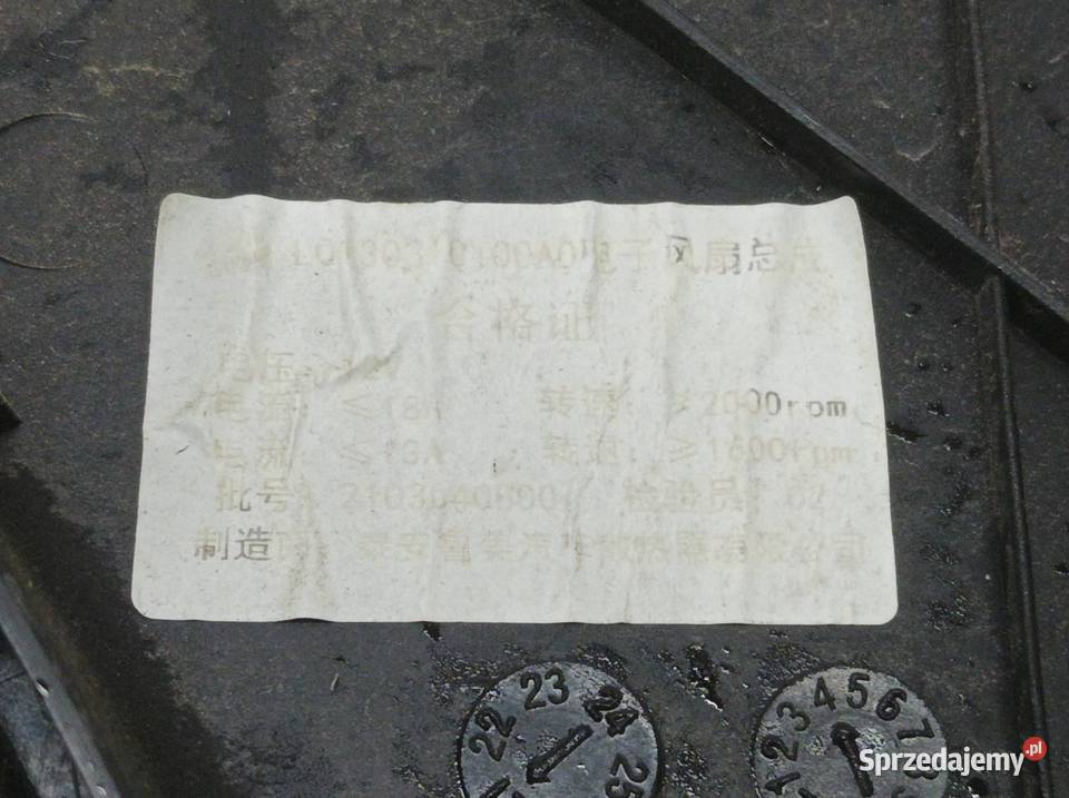 WENTYLATOR CHŁODNICY 15 B Piaggio Porter II 2021 sprzedam