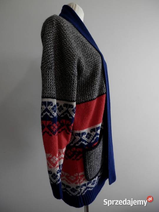 Sweter Blezer Wełna Jagnięca Angora Długi długi Łomża