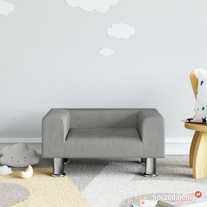Sofa dzieci jasnoszara 50x40x265 aksamitna Warszawa sprzedam