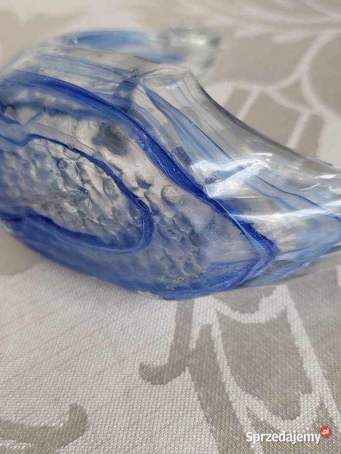 Figurka szkło barwione w masie ŁABĘDZ Łódź