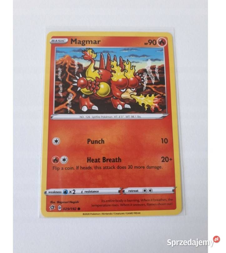 Karta Pokemon sword shield magmar 29192 małopolskie Kraków