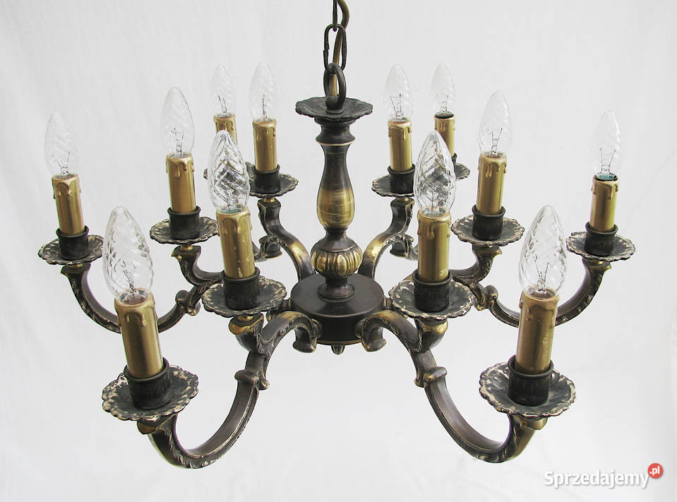 Żyrandol Lampa 12 punkt Mosiądz Antyki Szczecinek sprzedam