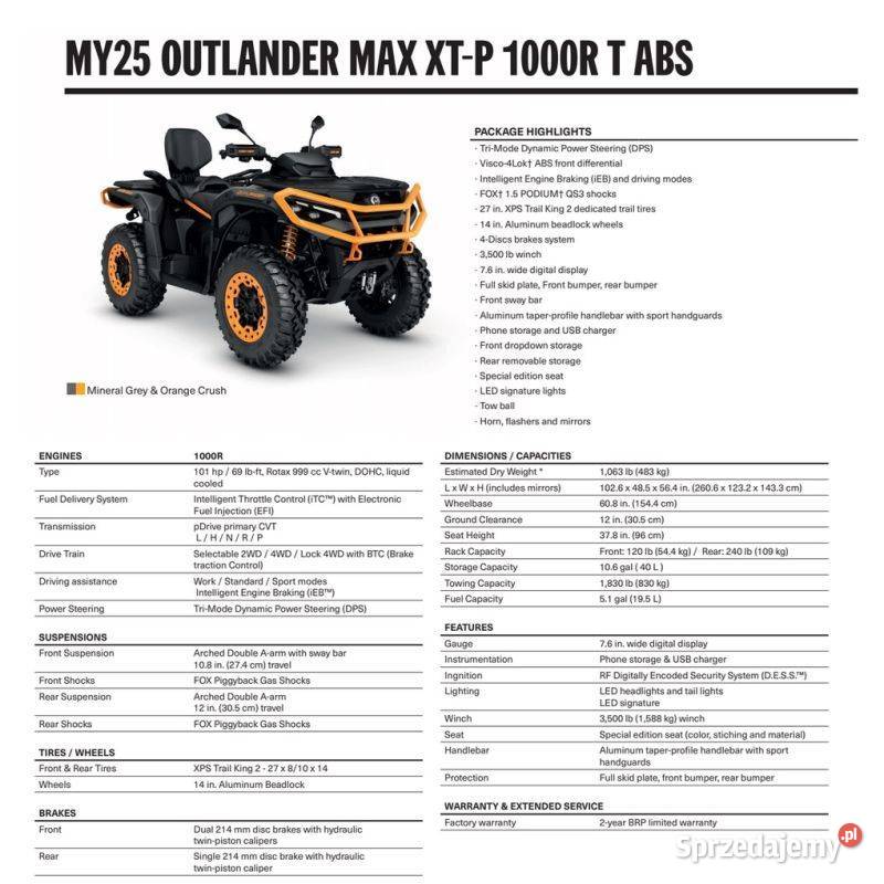 CanAm Outlander XTP 1000R T ABS 2025 4VSD Nowy Sącz