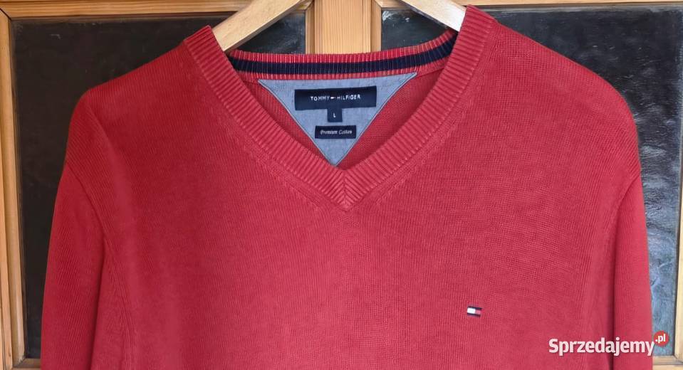 Tommy Hilfiger L sweter czerwony bawełna L 100 mazowieckie Warszawa
