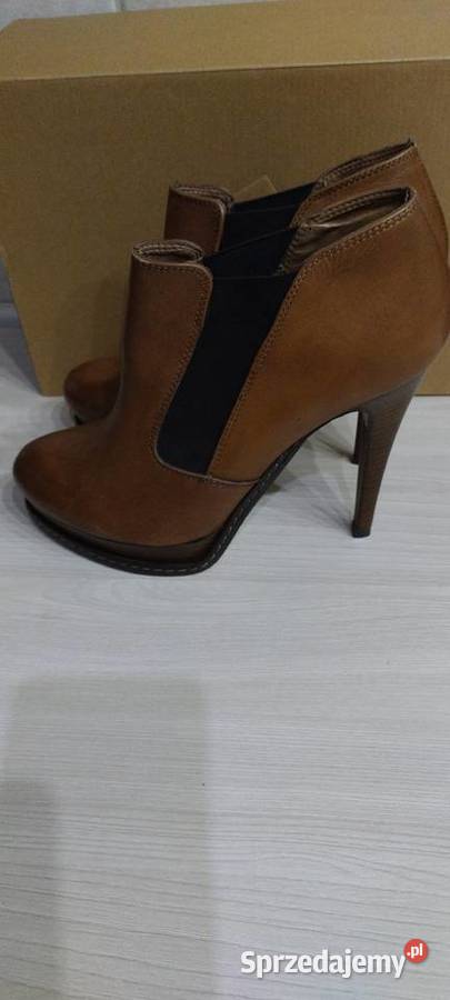 Buty do kostek na obcasie skóra naturalna WOJAS sprzedam