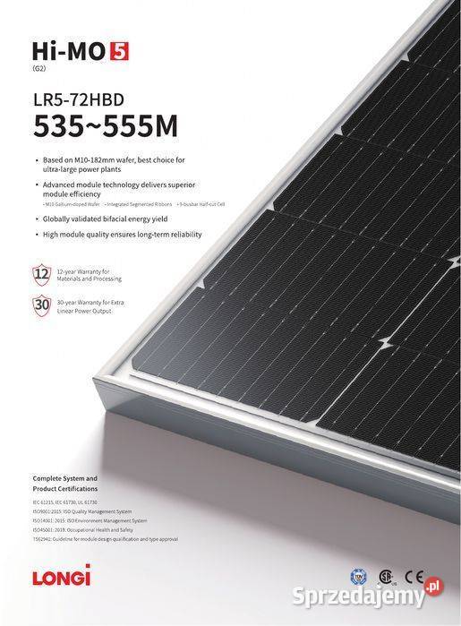 Panel fotowoltaiczny Longi HBD 555Wp