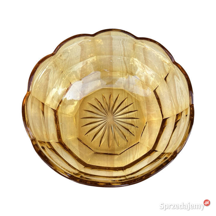 Miodowa misa szklana art deco Stlzle Czechy lata