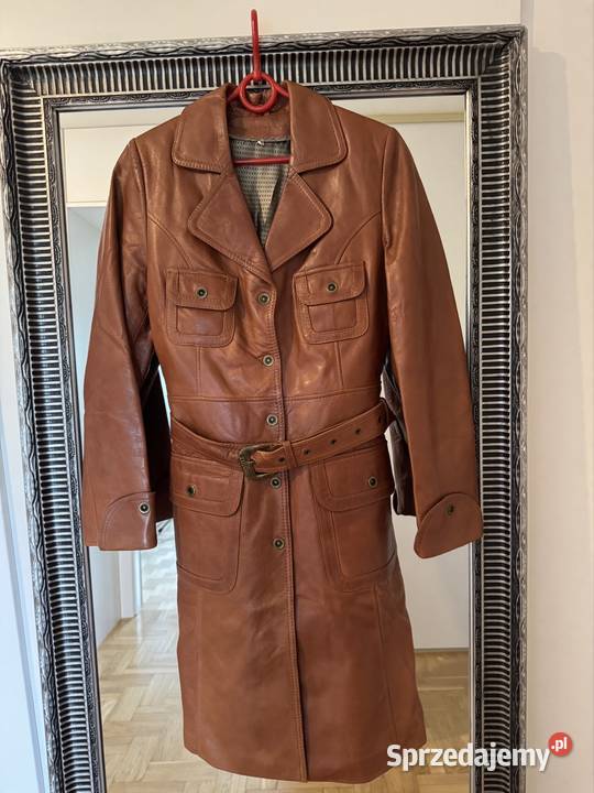 Płaszcz skóra naturalna XS camel brąz vintage z śląskie Częstochowa