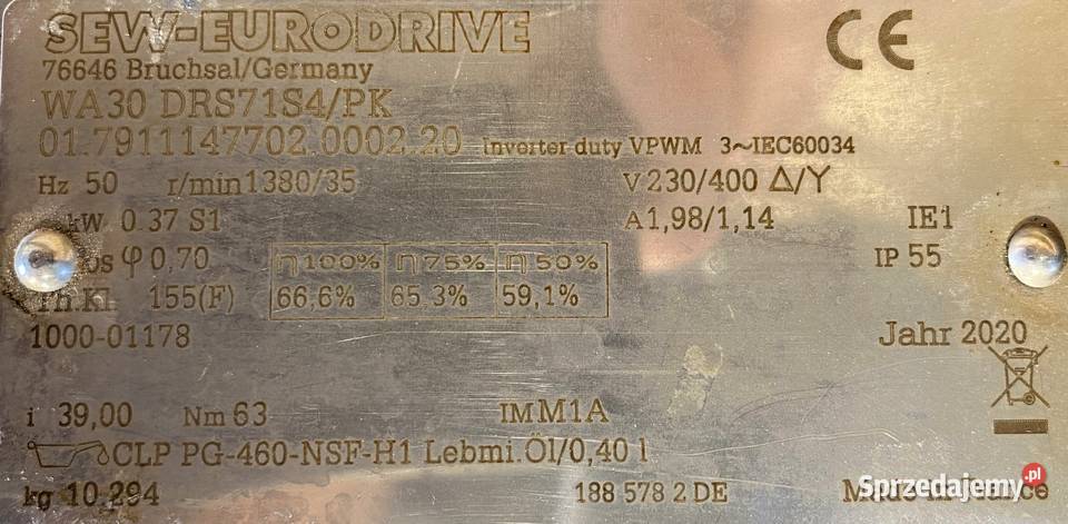 motoreduktor przekładnia 037kW 35obr 3fazowy SEW Pigża