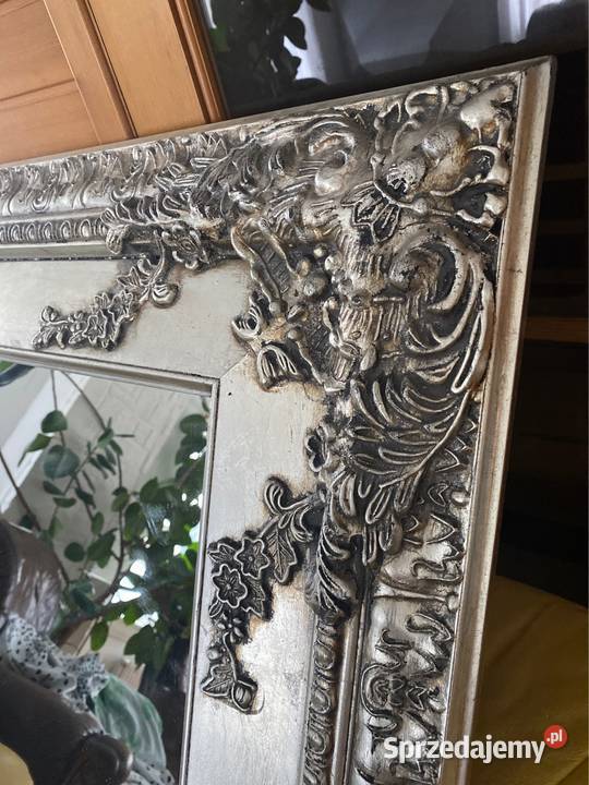 Stare lustro drewniana rzeźbiona rama oksydowane dolnośląskie Bystrzyca Kłodzka