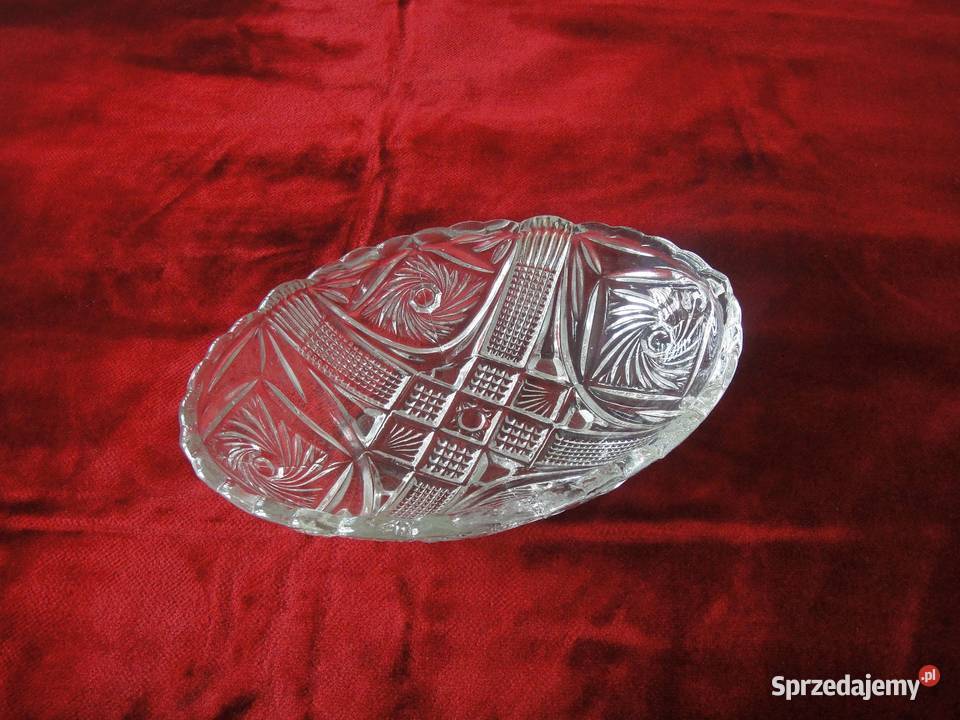 Półmisek szklany owalny zdobiony z okresu PRL świętokrzyskie