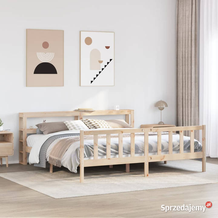 Rama łóżka bez materaca lite drewno sosnowe 82cm mazowieckie