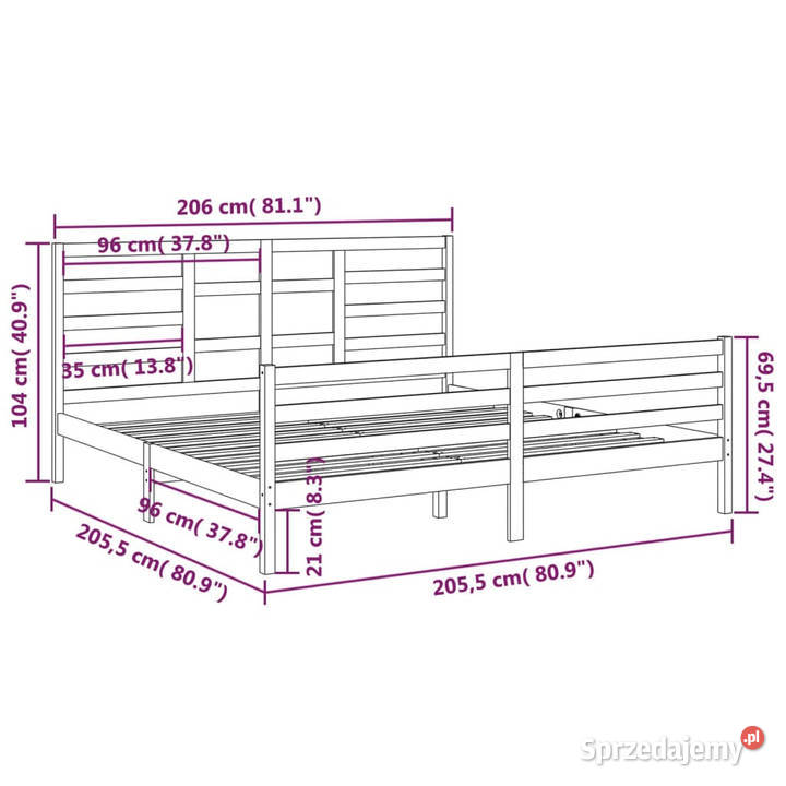 Rama łóżka biała lite drewno 200 x 200 WM3105881 Warszawa