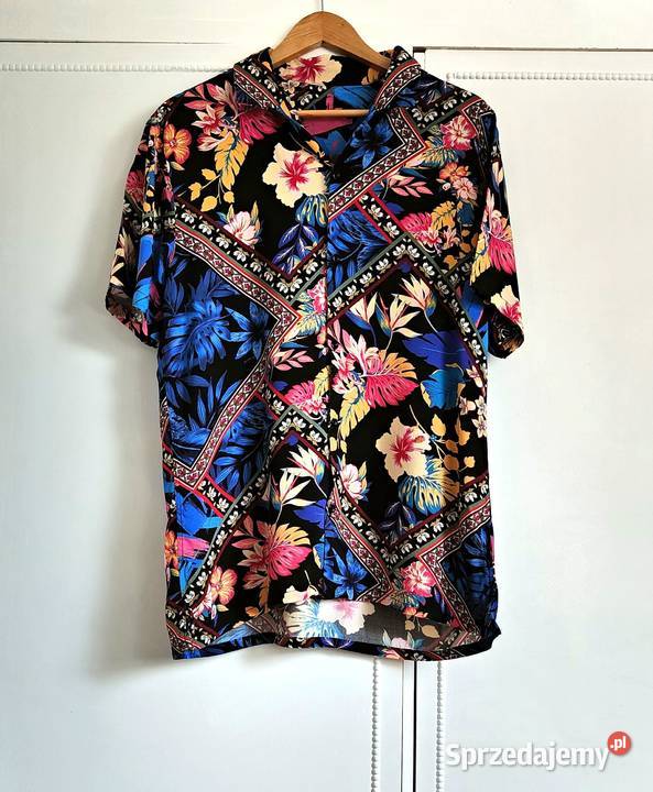 Koszula męska luźna M L czarna wzór orientalny Szczecin sprzedam