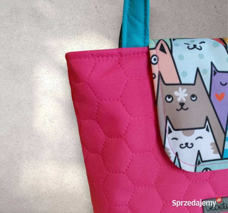Różowa Torebka Koszyk w KOTKI handmade WYSYŁKA małopolskie Kraków