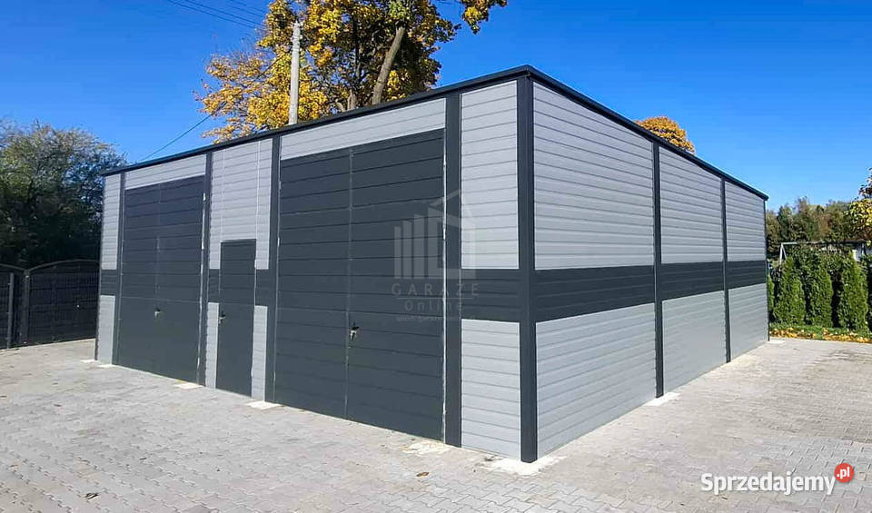 Hala garaż blaszany 8x9m 2 x brama dwuskrzydłowa
