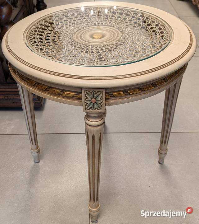Piękny okrągły nieduży stolik empire ecrusklep Antyki, Sztuka, Kolekcje sprzedam