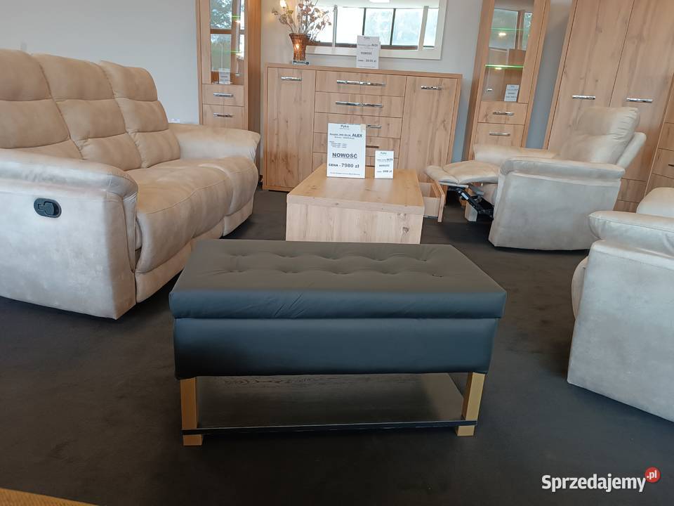 Nowa Pufa 90x45 SKÓRA NATURALNA pojemnik OUTLET Pufy i podnóżki Olesno