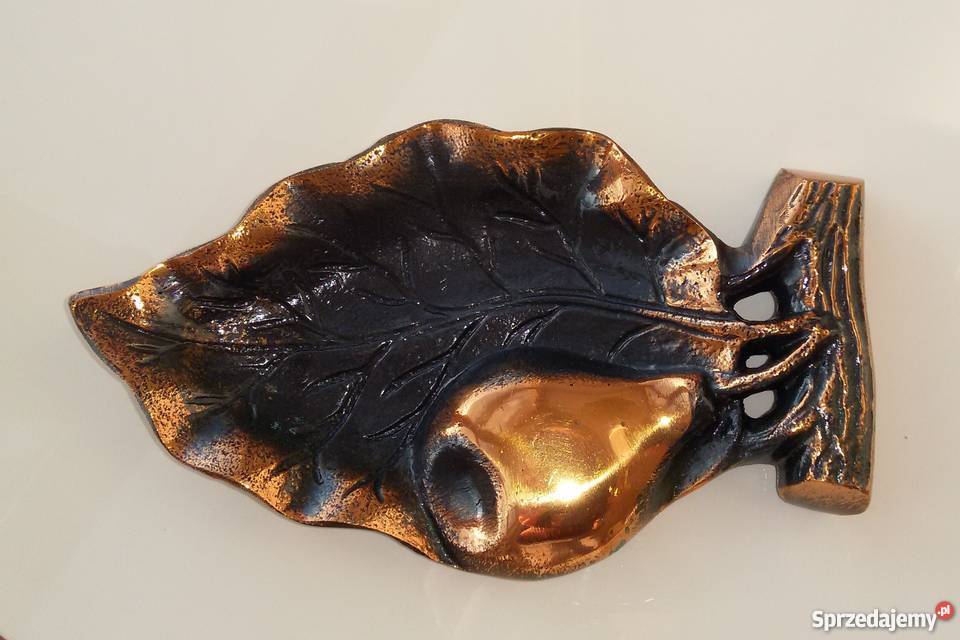 Niespotykana metalowa popielniczka GRUSZA odlew Warszawa