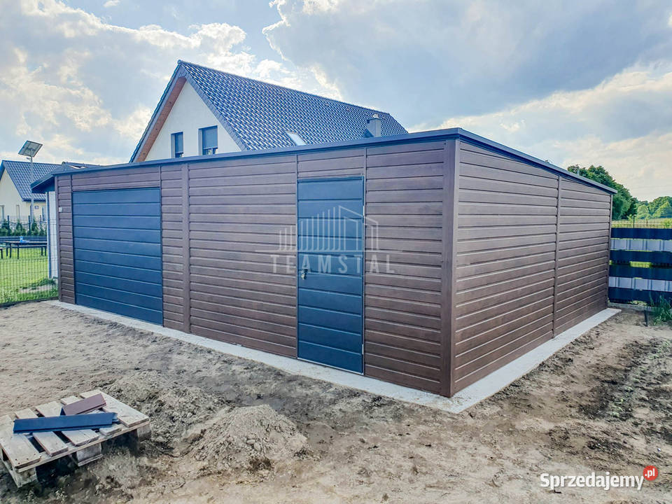 Garaż Blaszany 8x6m Brama Uchylna Drzwi Ciemny 48m2 Mrągowo