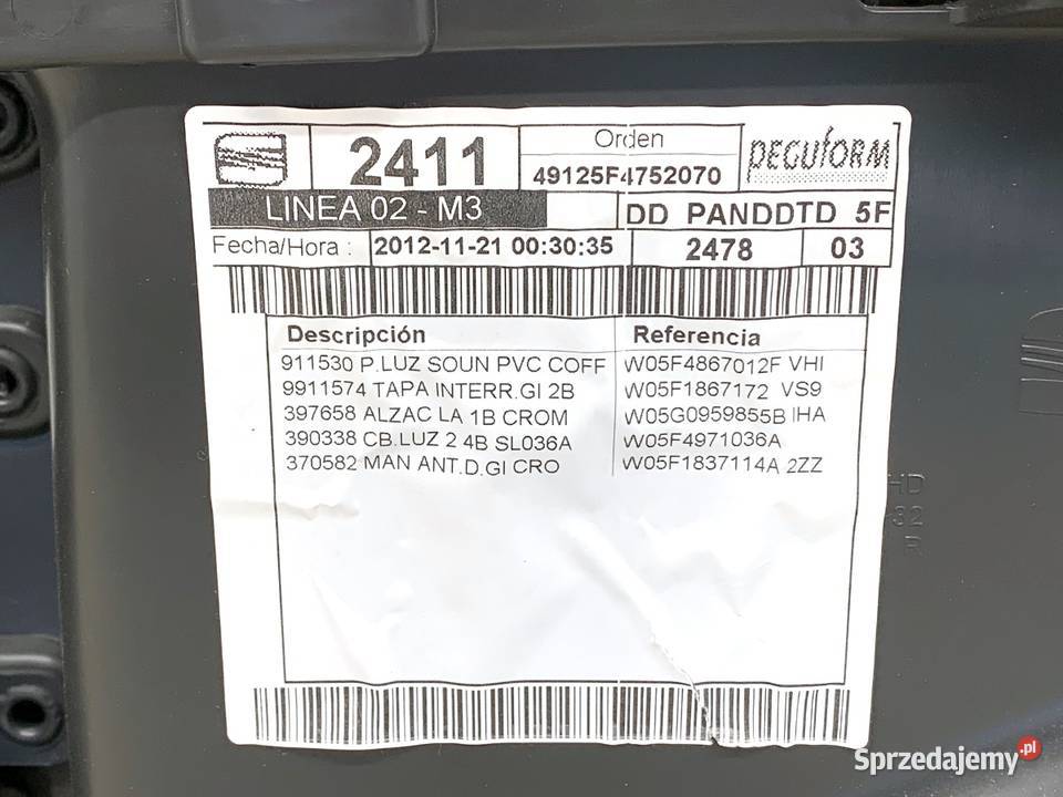 BOCZEK DRZWI PRAWY PRZÓD SEAT LEON III Hatchback