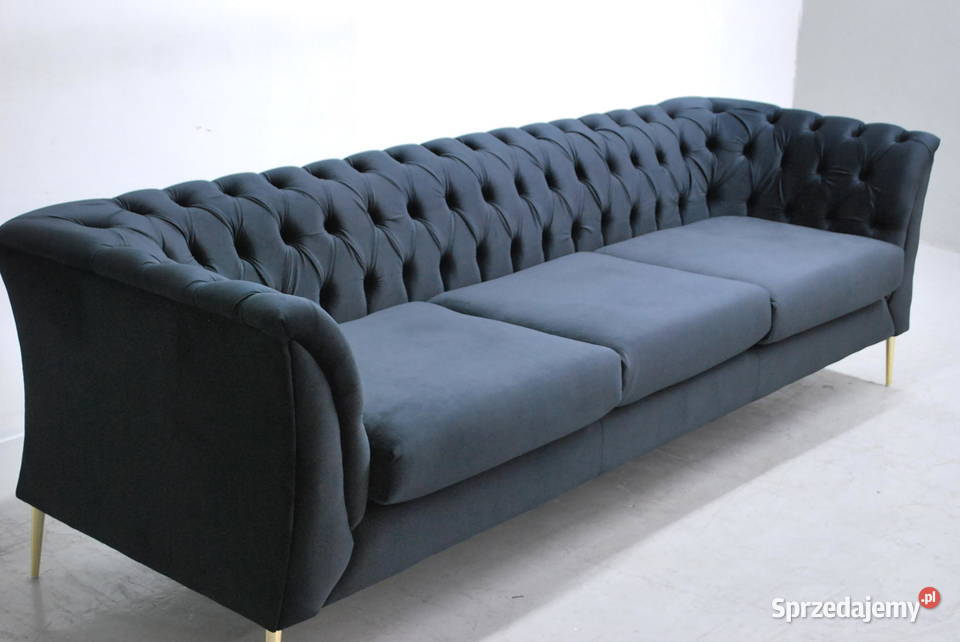 SBJ DESIGN WIELKA SOFA 3 kanapa czarny welur 80cm Poznań