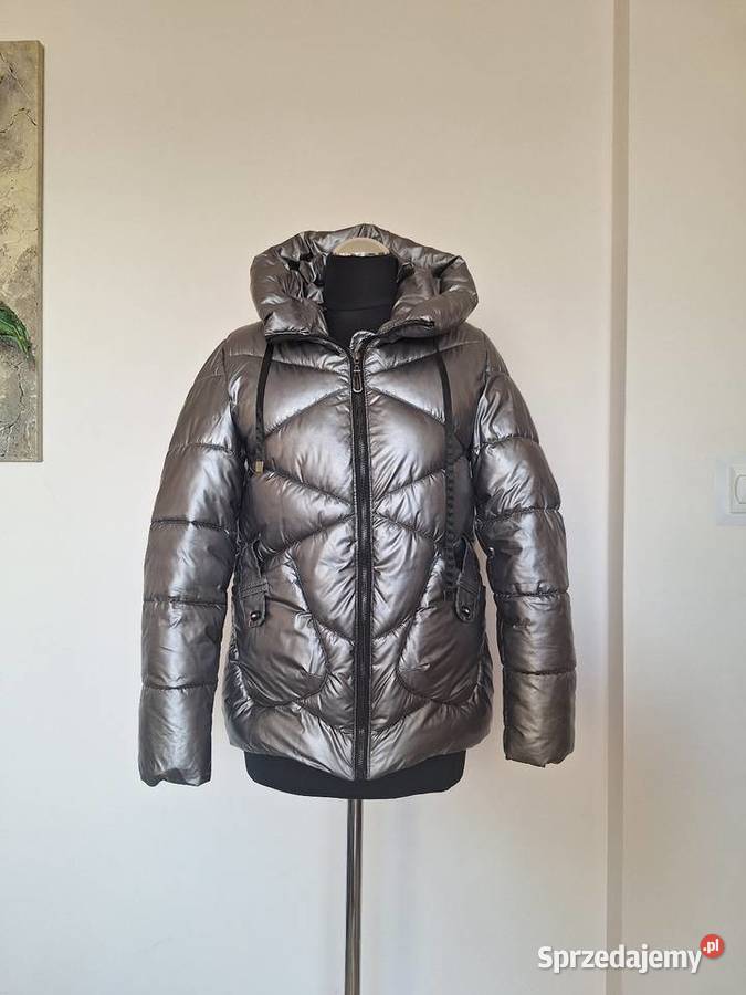 Piękna zimowa metaliczna srebrna kurtka 40 na Kraków