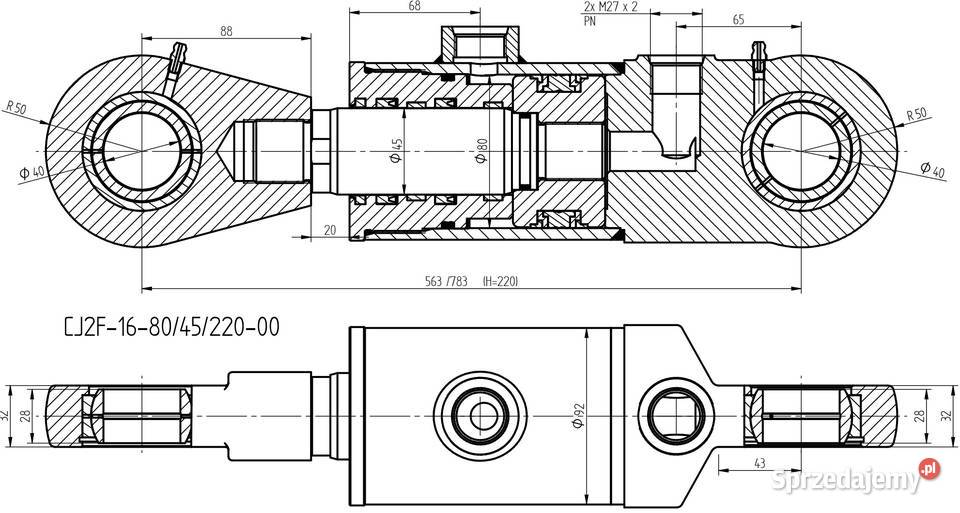 Mocny Siłownik Hydrauliczny CYLINDER 80mm SKOK Solec Kujawski