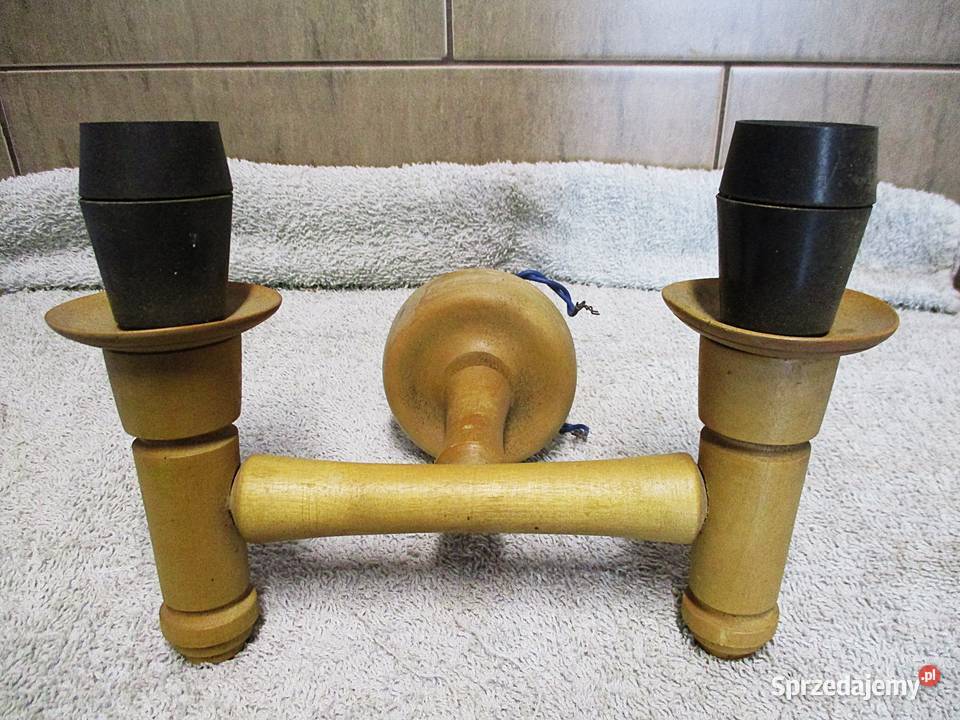 Kinkiet Drewniany Podwójny PRL Nieporęt